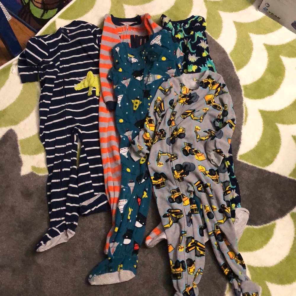 Lot of Fleece Footie PJs